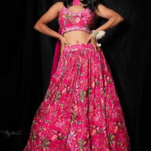 Fuchsia Bloom Printed Lehenga Set