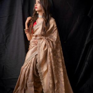 Champagne Gold Banarasi Silk Saree